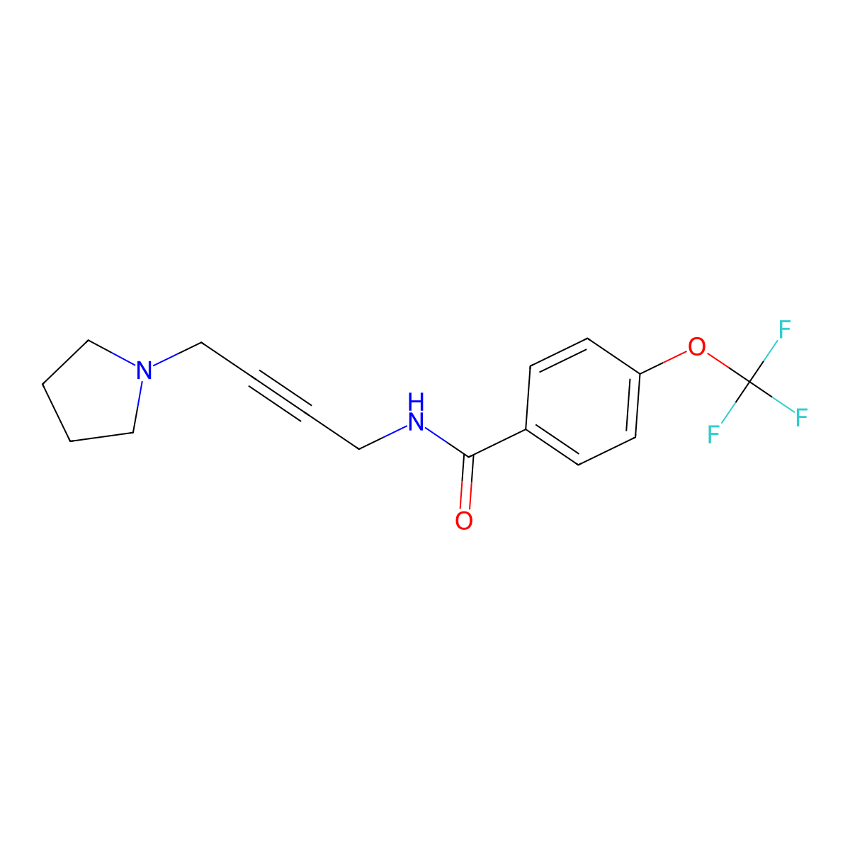 N-[4-(pyrrolidin-1-yl)but-2-yn-1-yl]-4-(trifluoromethoxy)benzamide molecular structure, CAS 1396850-48-8