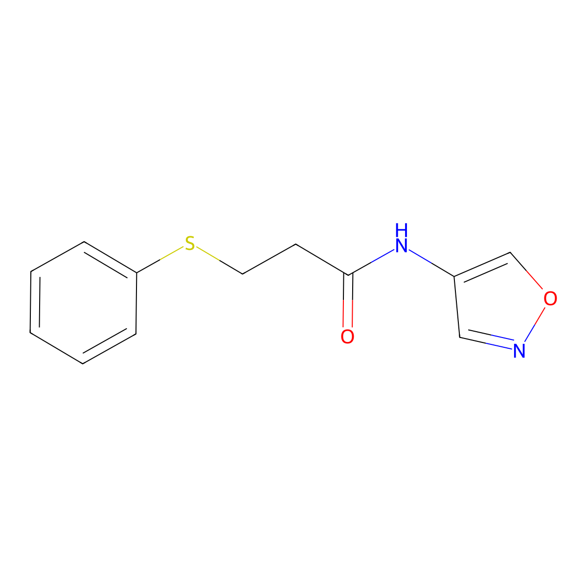 N-(isoxazol-4-yl)-3-(phenylthio)propanamide molecular structure, CAS 1396850-51-3