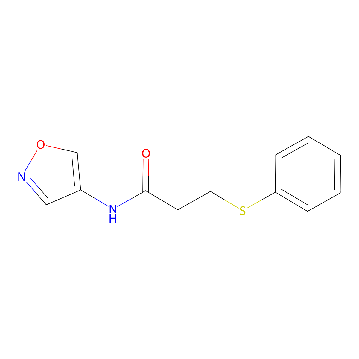 N-(isoxazol-4-yl)-3-(phenylthio)propanamide molecular structure, CAS 1396850-51-3
