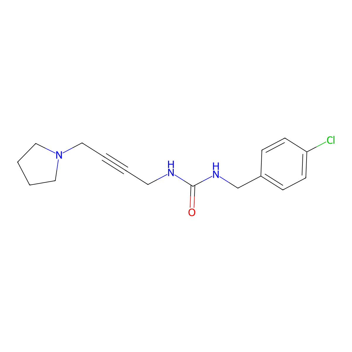 1-(4-Chlorobenzyl)-3-(4-(pyrrolidin-1-yl)but-2-yn-1-yl)urea molecular structure, CAS 1396850-53-5