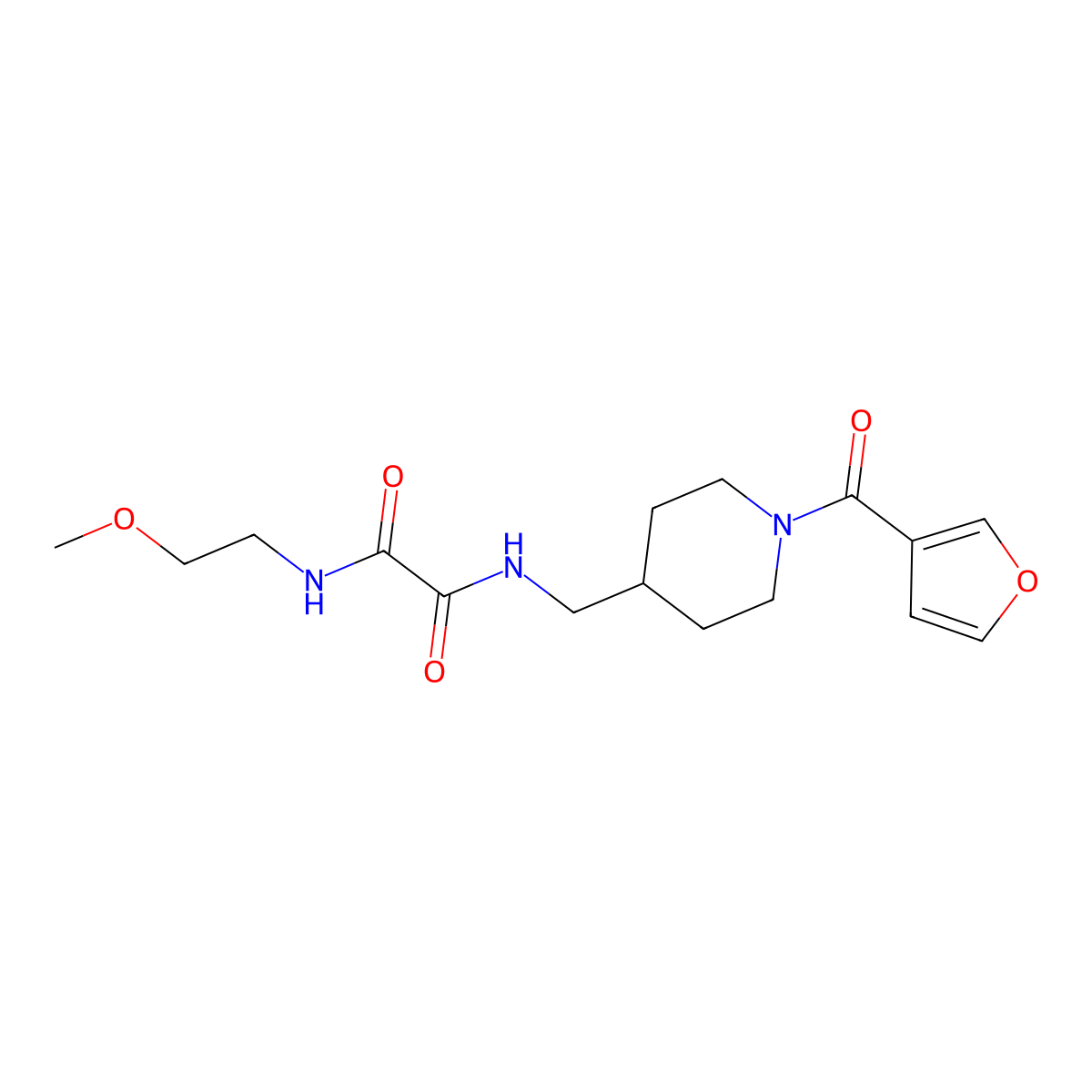 N1-((1-(furan-3-carbonyl)piperidin-4-yl)methyl)-N2-(2-methoxyethyl)oxalamide molecular structure, CAS 1396850-57-9