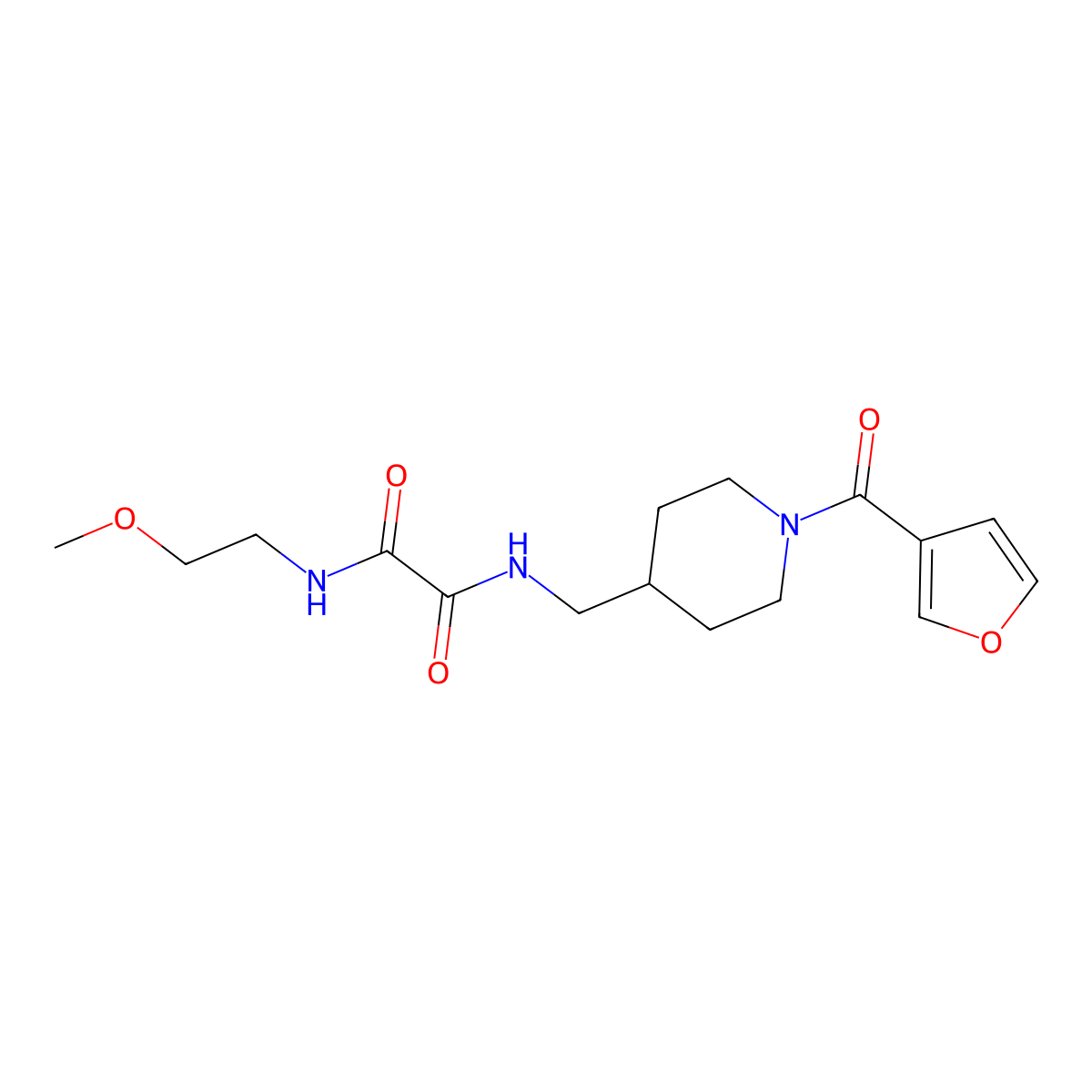 N1-((1-(furan-3-carbonyl)piperidin-4-yl)methyl)-N2-(2-methoxyethyl)oxalamide molecular structure, CAS 1396850-57-9