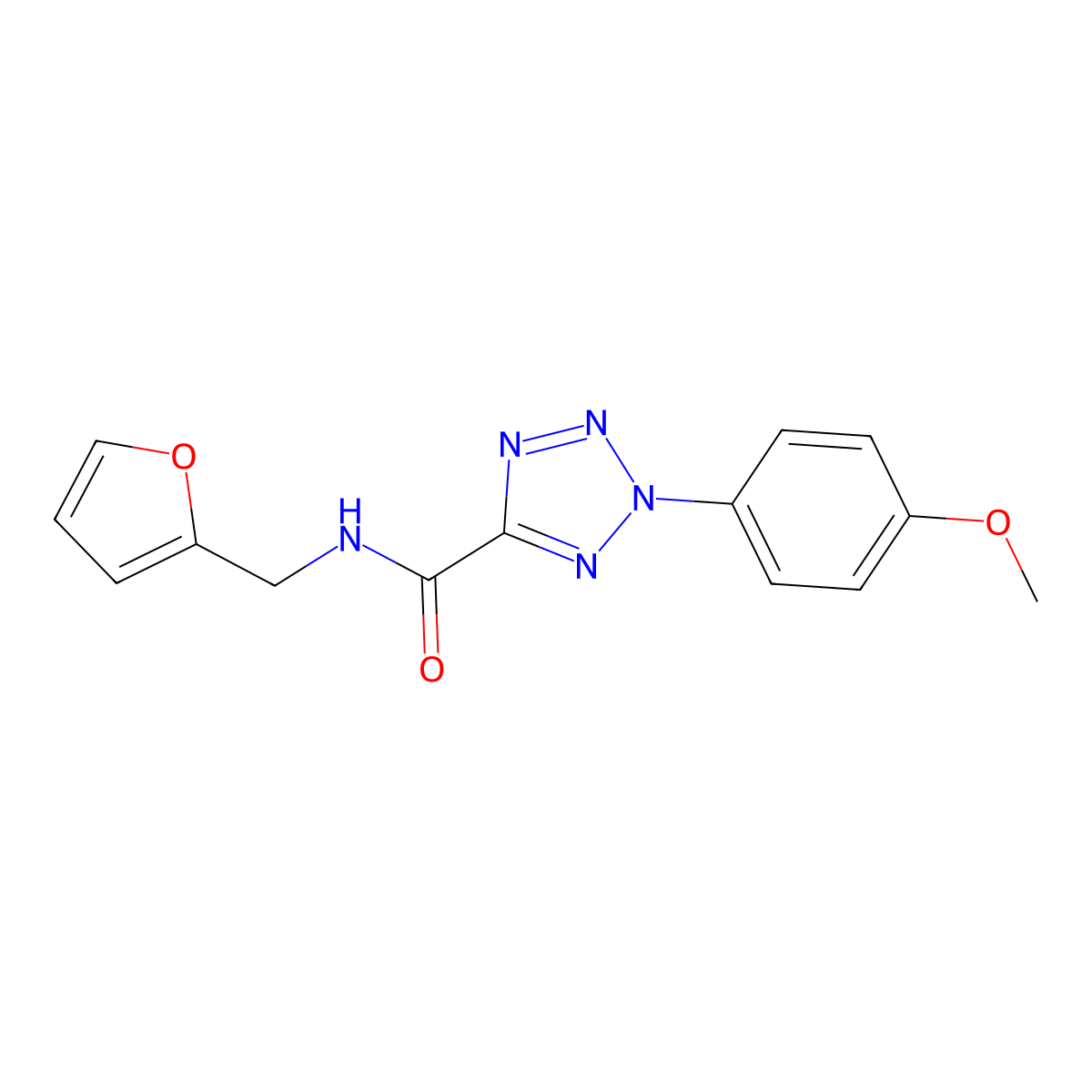 N-(furan-2-ylmethyl)-2-(4-methoxyphenyl)-2H-tetrazole-5-carboxamide molecular structure, CAS 1396850-58-0
