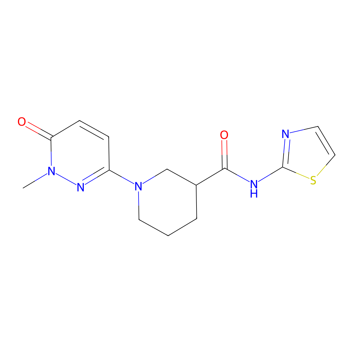 1-(1-methyl-6-oxo-1,6-dihydropyridazin-3-yl)-N-(thiazol-2-yl)piperidine-3-carboxamide molecular structure, CAS 1396850-59-1