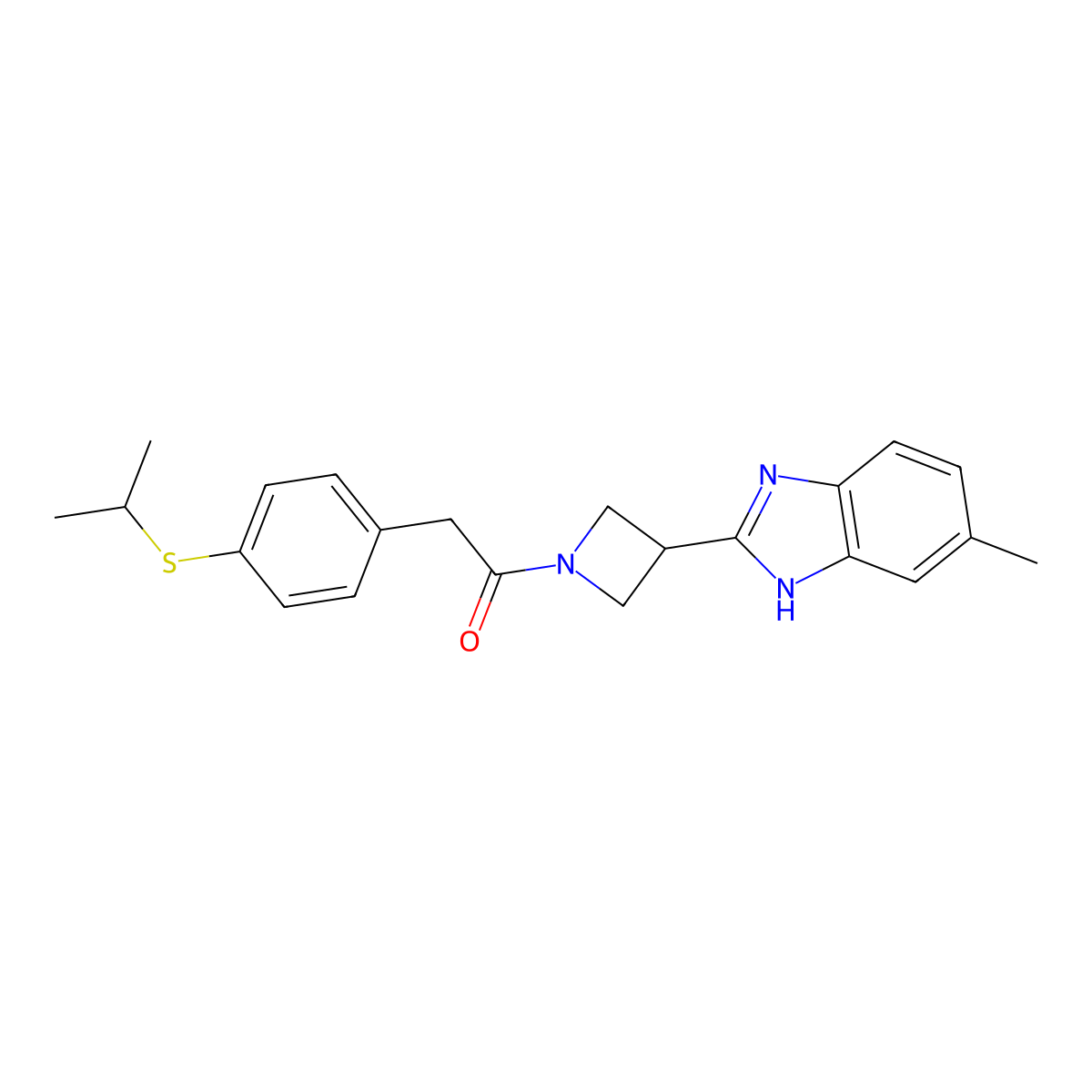 2-(4-(isopropylthio)phenyl)-1-(3-(5-methyl-1H-benzo[d]imidazol-2-yl)azetidin-1-yl)ethanone molecular structure, CAS 1396850-63-7