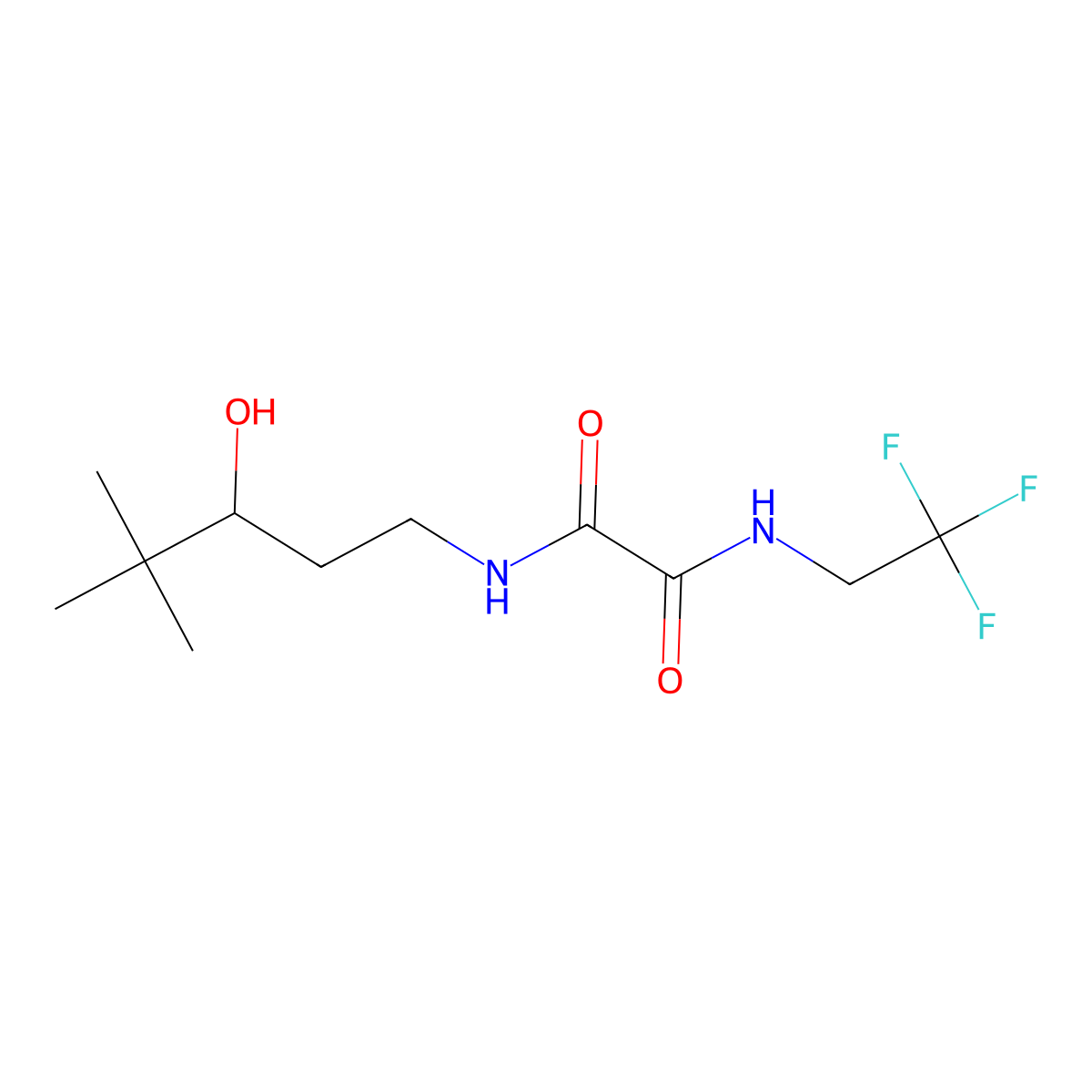 N1-(3-hydroxy-4,4-dimethylpentyl)-N2-(2,2,2-trifluoroethyl)oxalamide molecular structure, CAS 1396850-66-0