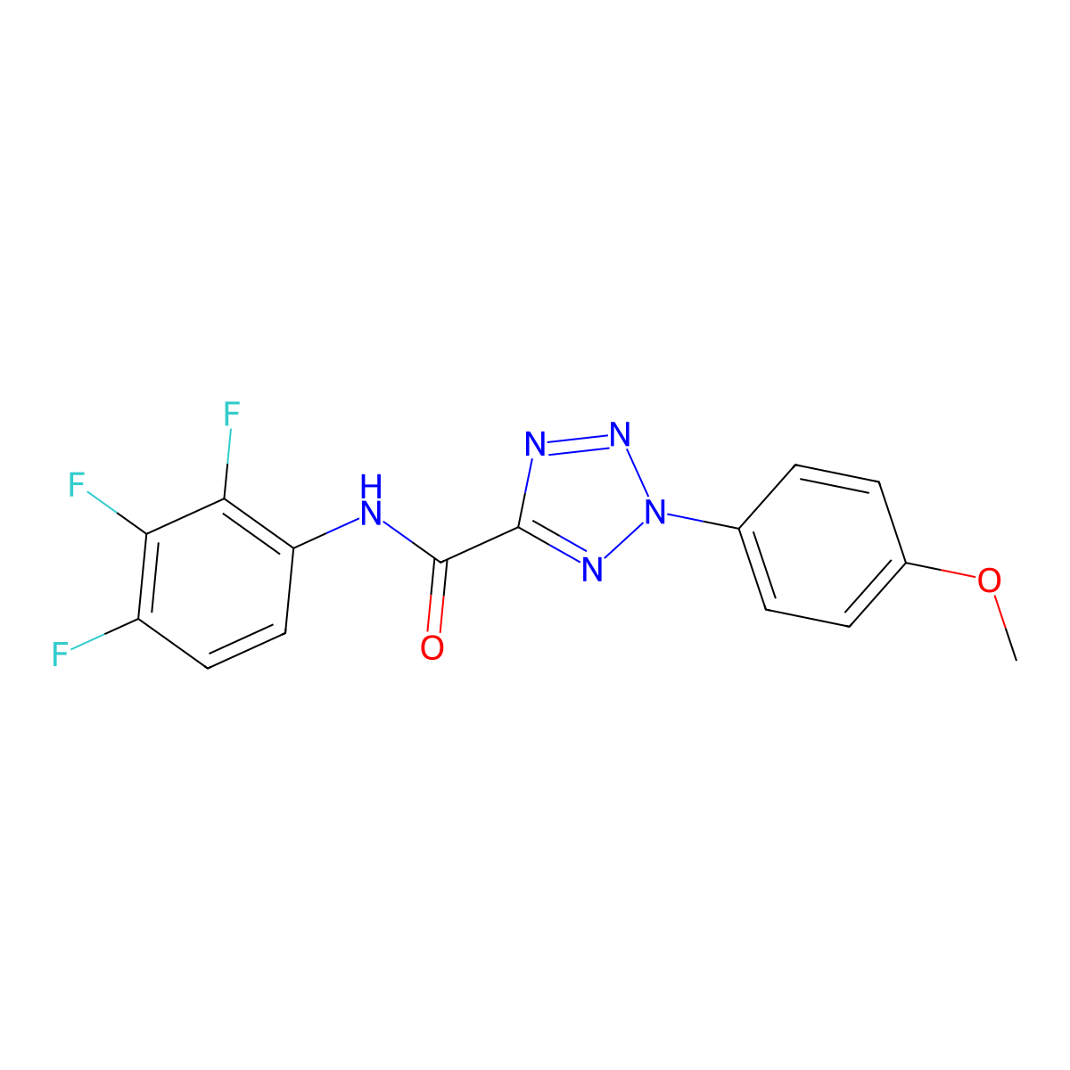 2-(4-methoxyphenyl)-N-(2,3,4-trifluorophenyl)-2H-tetrazole-5-carboxamide molecular structure, CAS 1396850-69-3
