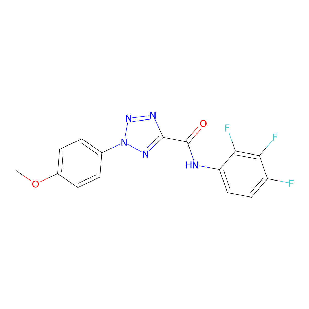 2-(4-methoxyphenyl)-N-(2,3,4-trifluorophenyl)-2H-tetrazole-5-carboxamide molecular structure, CAS 1396850-69-3