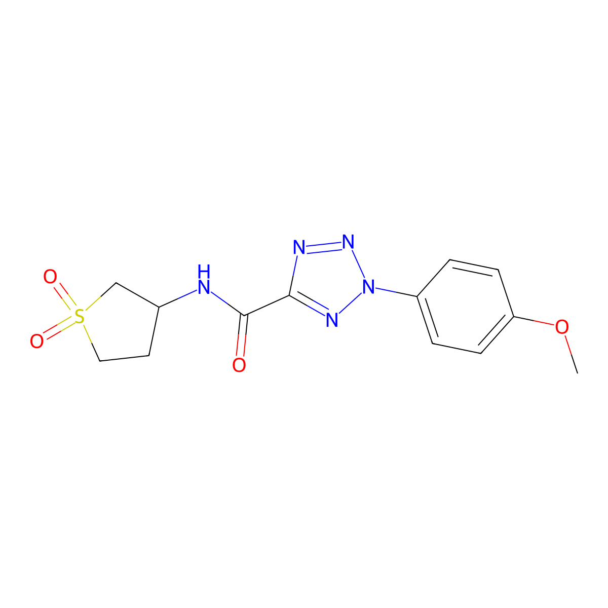 N-(1,1-dioxidotetrahydrothiophen-3-yl)-2-(4-methoxyphenyl)-2H-tetrazole-5-carboxamide molecular structure, CAS 1396850-79-5