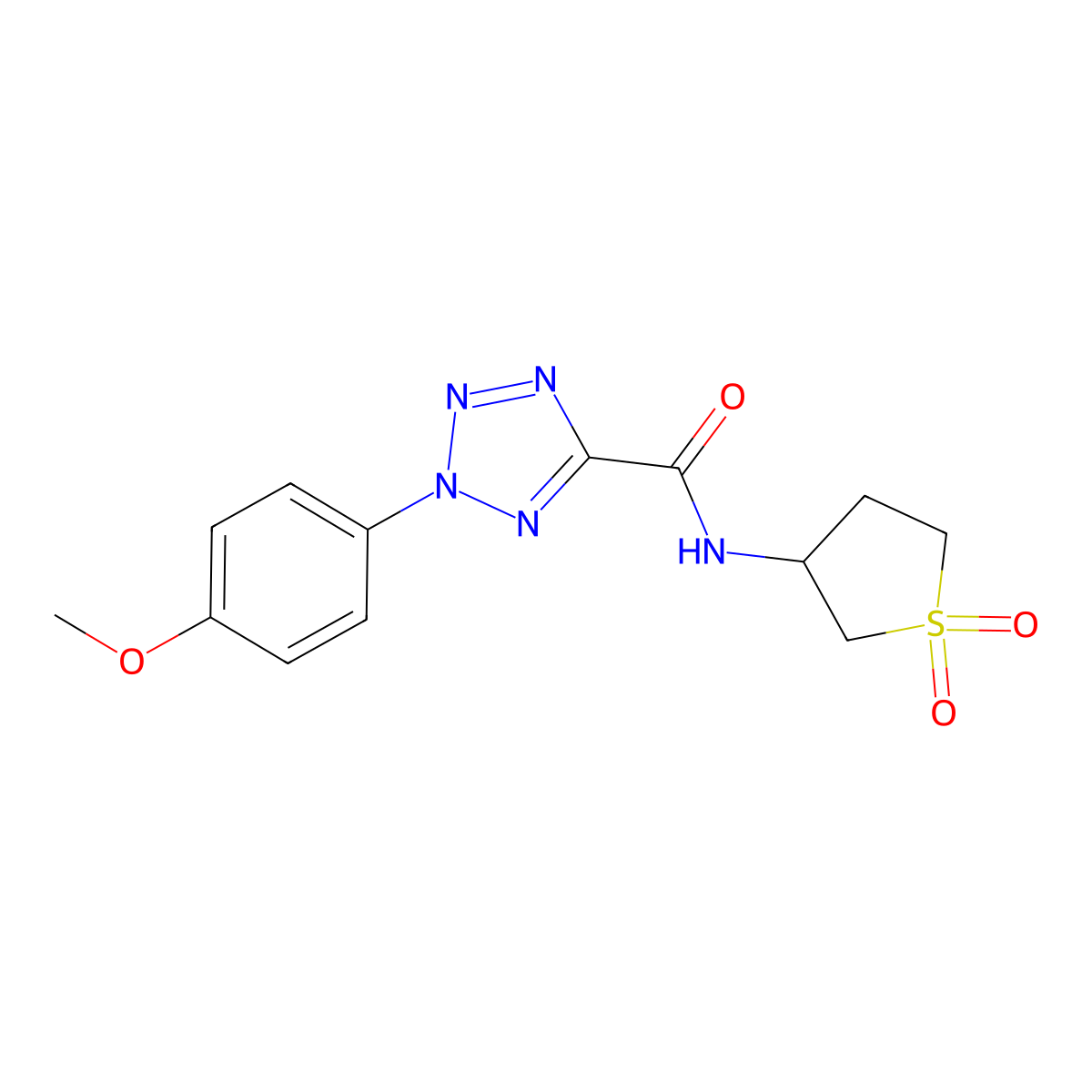 N-(1,1-dioxidotetrahydrothiophen-3-yl)-2-(4-methoxyphenyl)-2H-tetrazole-5-carboxamide molecular structure, CAS 1396850-79-5