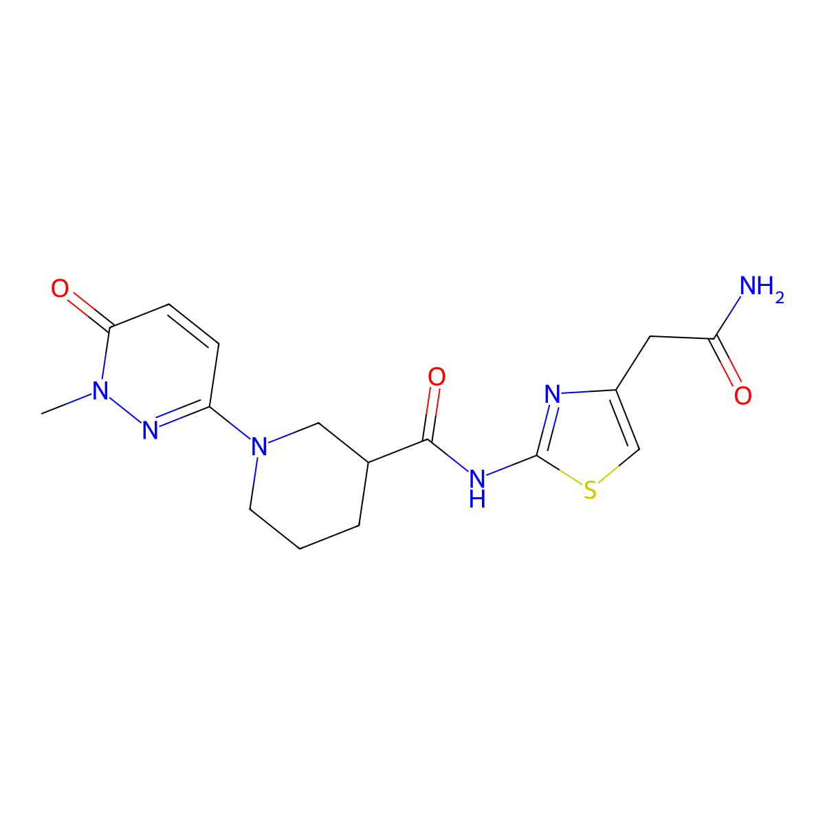 N-(4-(2-amino-2-oxoethyl)thiazol-2-yl)-1-(1-methyl-6-oxo-1,6-dihydropyridazin-3-yl)piperidine-3-carboxamide molecular structure, CAS 1396850-81-9