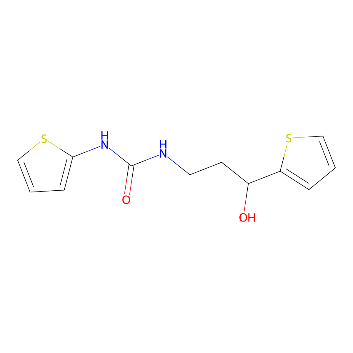 1-(3-Hydroxy-3-(thiophen-2-yl)propyl)-3-(thiophen-2-yl)urea molecular structure, CAS 1396850-83-1