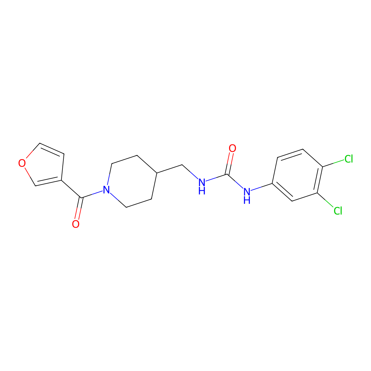 1-(3,4-Dichlorophenyl)-3-{[1-(furan-3-carbonyl)piperidin-4-yl]methyl}urea molecular structure, CAS 1396850-86-4