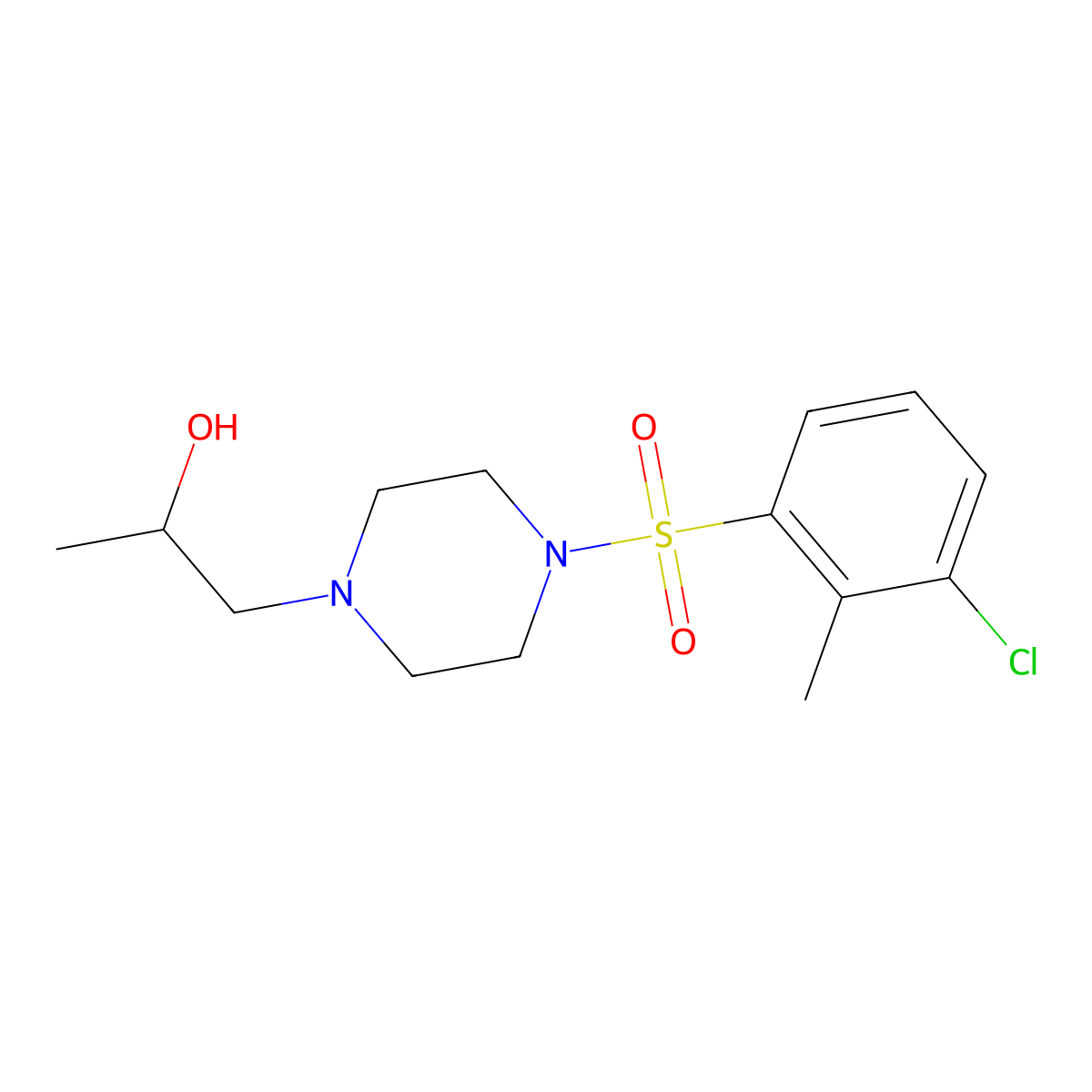 1-(4-((3-Chloro-2-methylphenyl)sulfonyl)piperazin-1-yl)propan-2-ol molecular structure, CAS 1396850-89-7