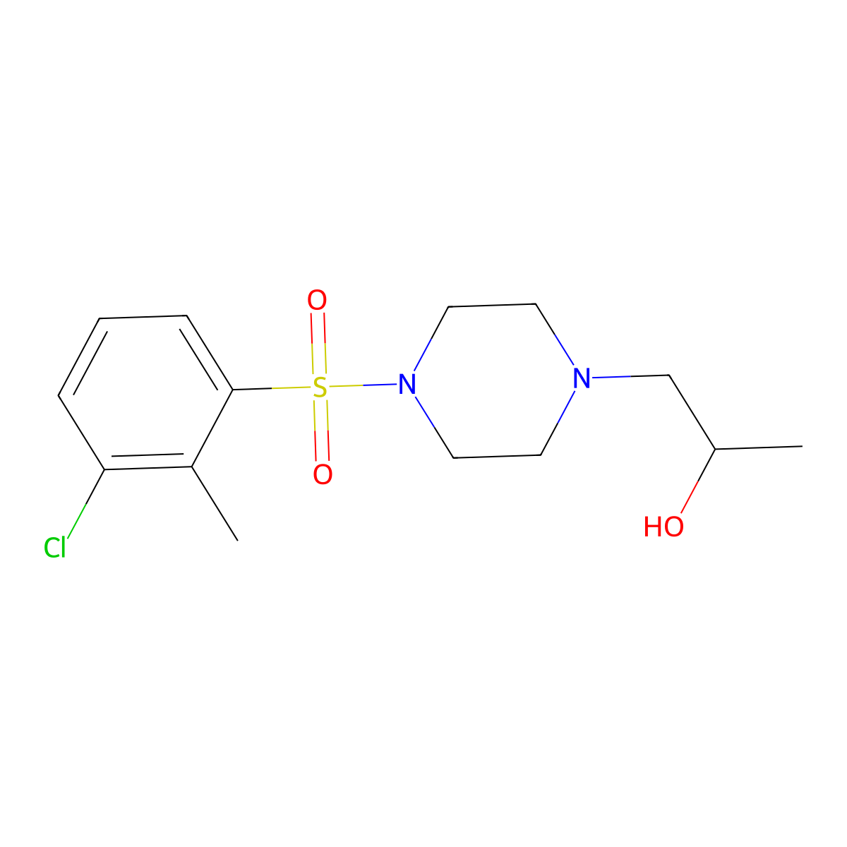 1-(4-((3-Chloro-2-methylphenyl)sulfonyl)piperazin-1-yl)propan-2-ol molecular structure, CAS 1396850-89-7