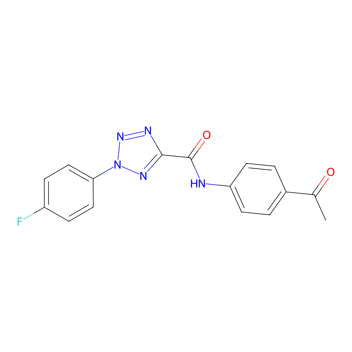 N-(4-acetylphenyl)-2-(4-fluorophenyl)-2H-tetrazole-5-carboxamide molecular structure, CAS 1396850-92-2