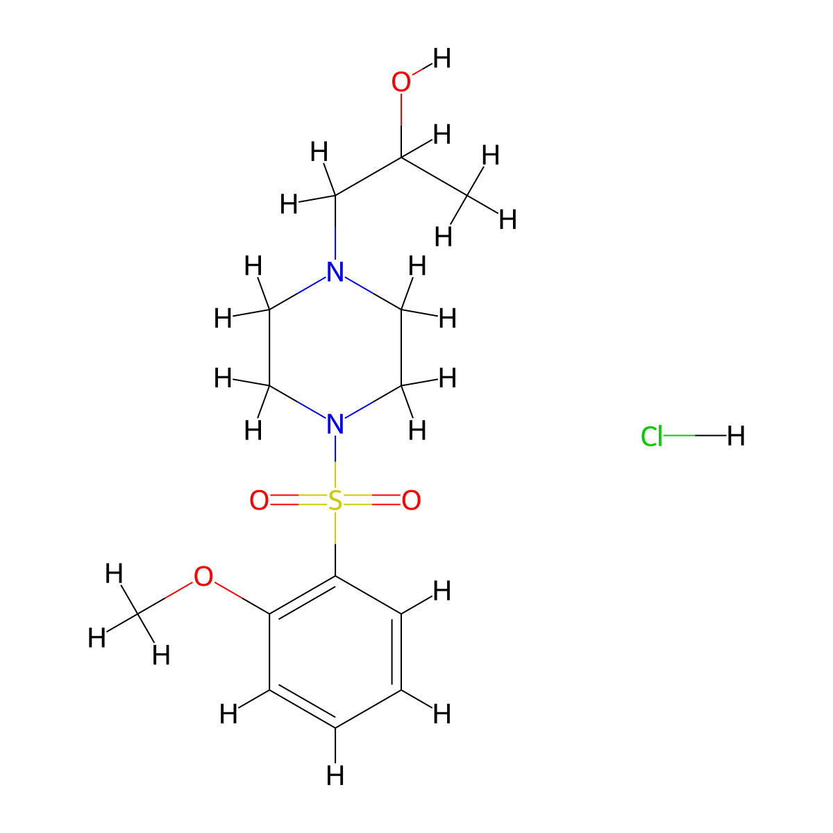 1-(4-((2-Methoxyphenyl)sulfonyl)piperazin-1-yl)propan-2-ol hydrochloride molecular structure, CAS 1396850-97-7