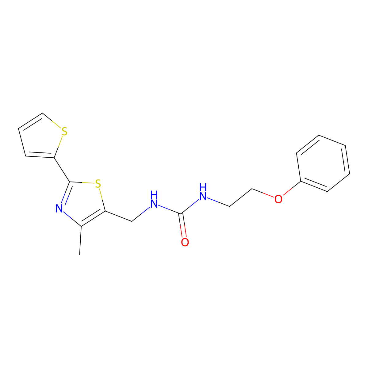 1-((4-Methyl-2-(thiophen-2-yl)thiazol-5-yl)methyl)-3-(2-phenoxyethyl)urea molecular structure, CAS 1396850-99-9