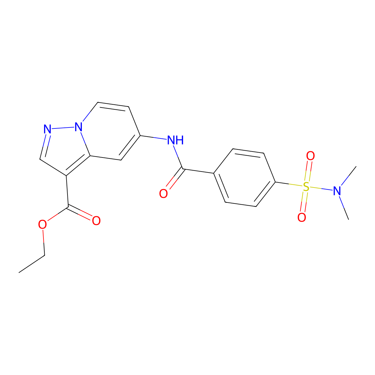 ethyl 5-(4-(N,N-dimethylsulfamoyl)benzamido)pyrazolo[1,5-a]pyridine-3-carboxylate molecular structure, CAS 1396851-00-5