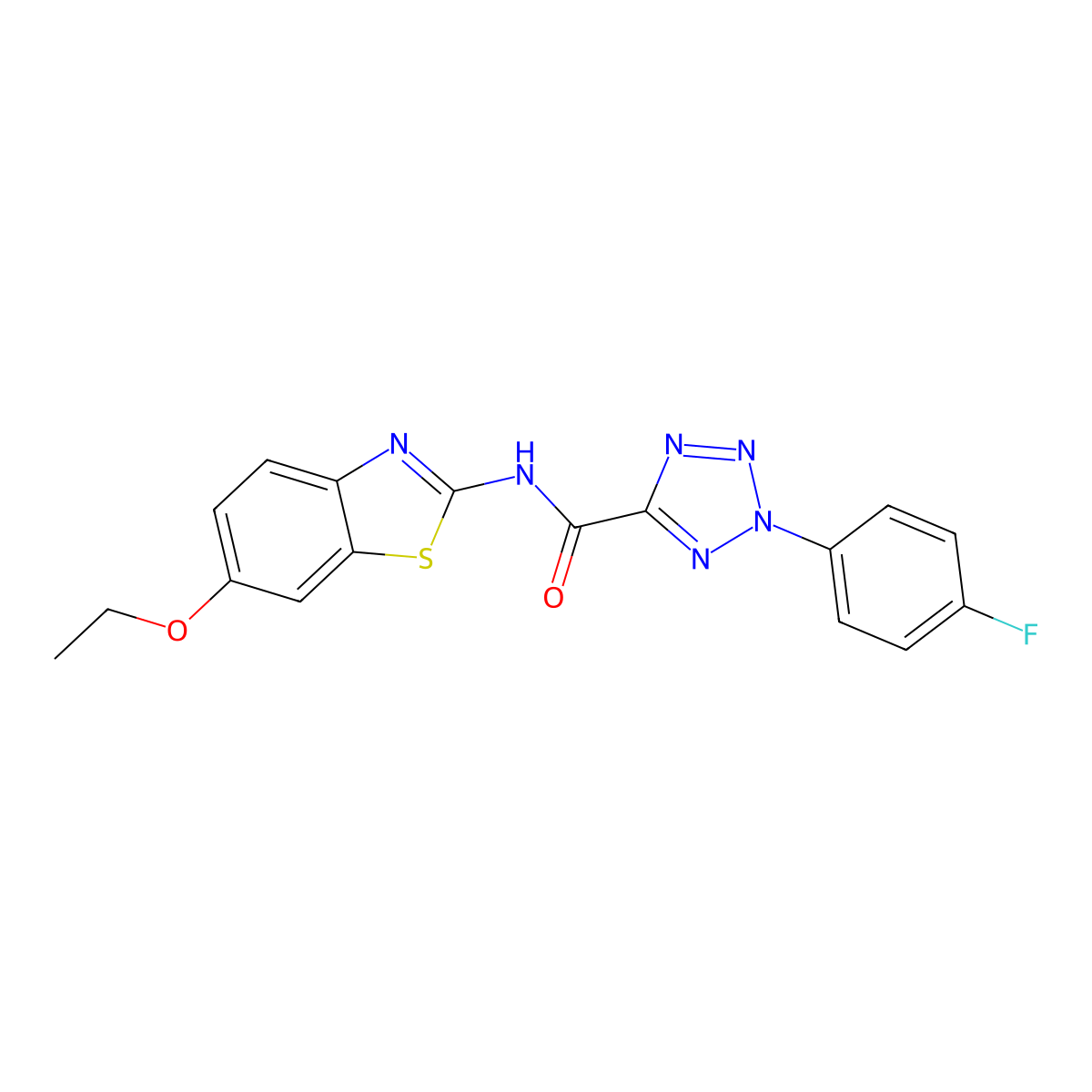 N-(6-ethoxy-1,3-benzothiazol-2-yl)-2-(4-fluorophenyl)-2H-1,2,3,4-tetrazole-5-carboxamide molecular structure, CAS 1396851-04-9