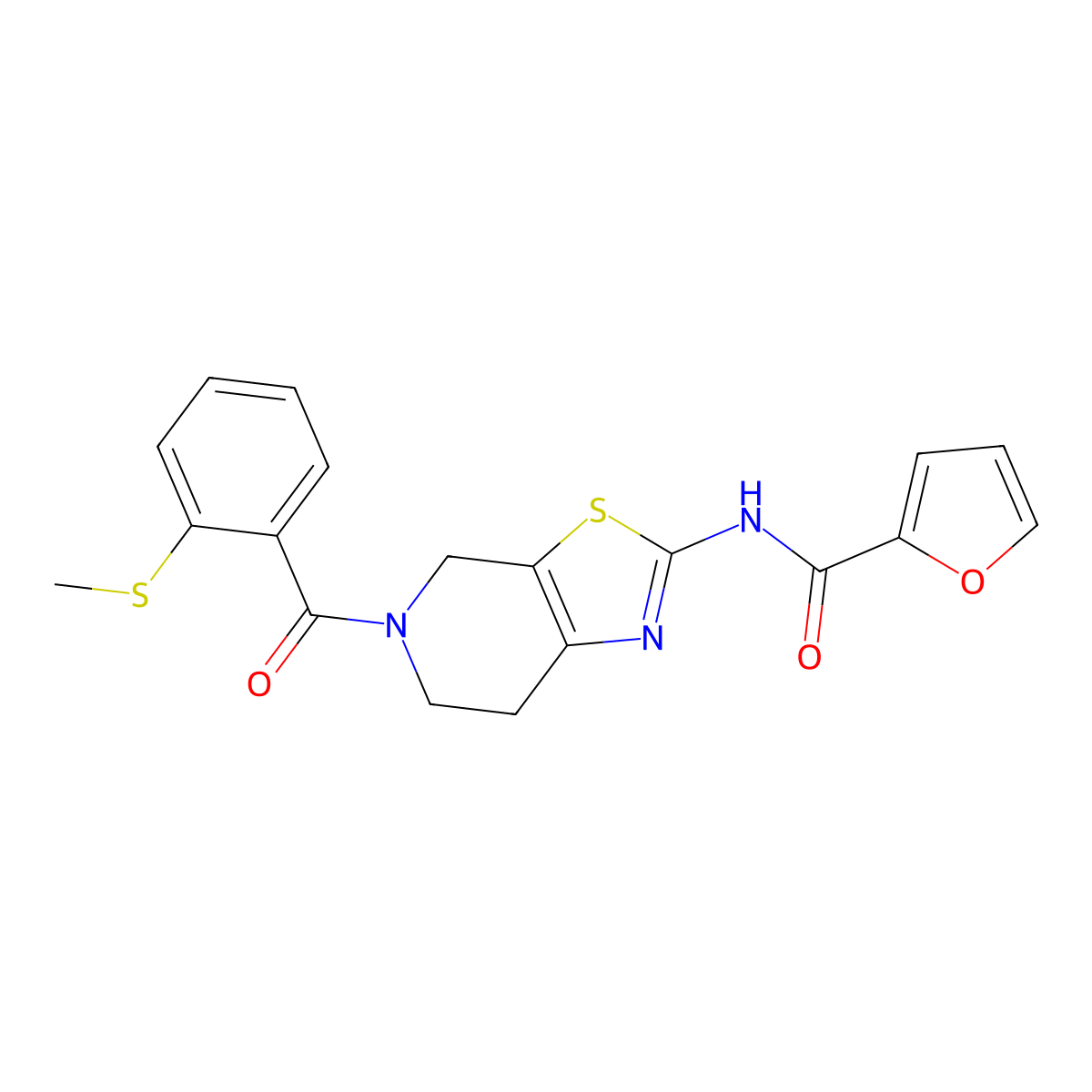 N-(5-(2-(methylthio)benzoyl)-4,5,6,7-tetrahydrothiazolo[5,4-c]pyridin-2-yl)furan-2-carboxamide molecular structure, CAS 1396851-09-4