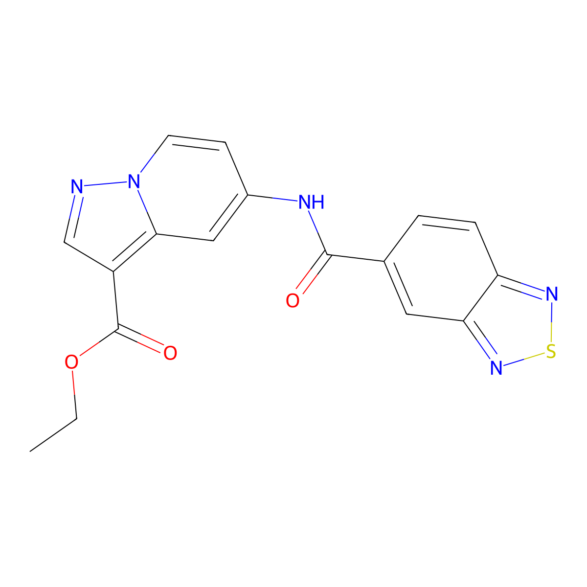Ethyl 5-(benzo[c][1,2,5]thiadiazole-5-carboxamido)pyrazolo[1,5-a]pyridine-3-carboxylate molecular structure, CAS 1396851-10-7