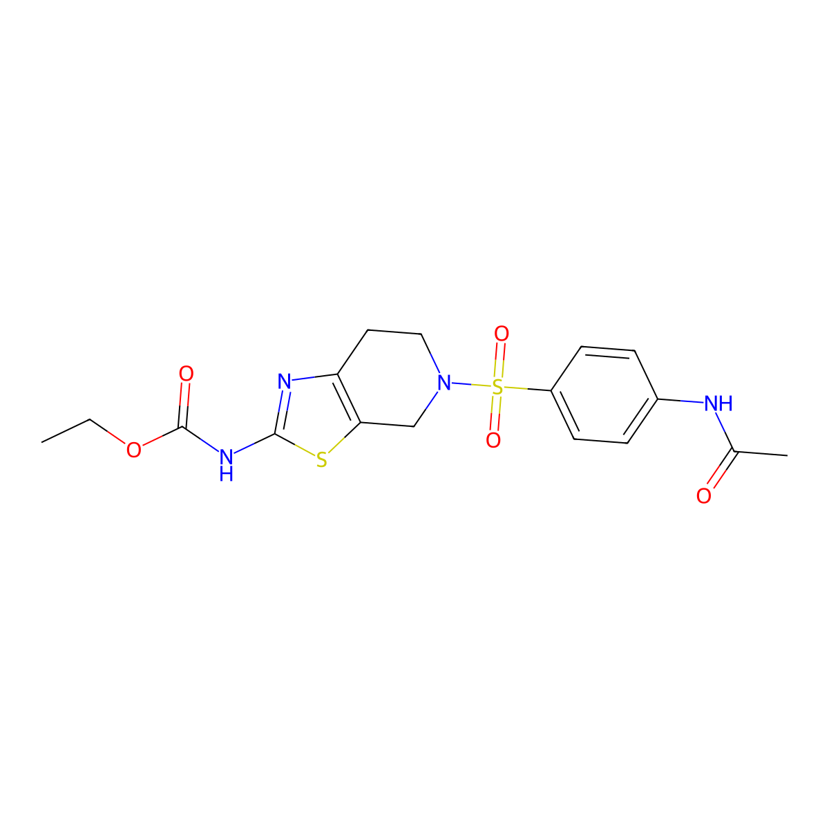 Ethyl (5-((4-acetamidophenyl)sulfonyl)-4,5,6,7-tetrahydrothiazolo[5,4-c]pyridin-2-yl)carbamate molecular structure, CAS 1396851-15-2