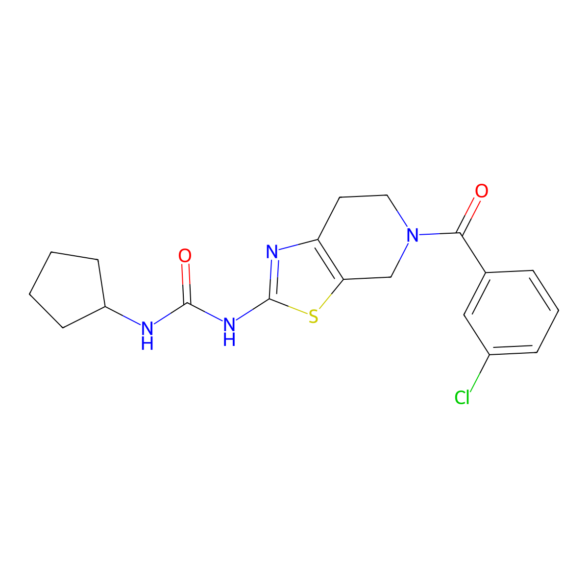 1-(5-(3-Chlorobenzoyl)-4,5,6,7-tetrahydrothiazolo[5,4-c]pyridin-2-yl)-3-cyclopentylurea molecular structure, CAS 1396851-26-5