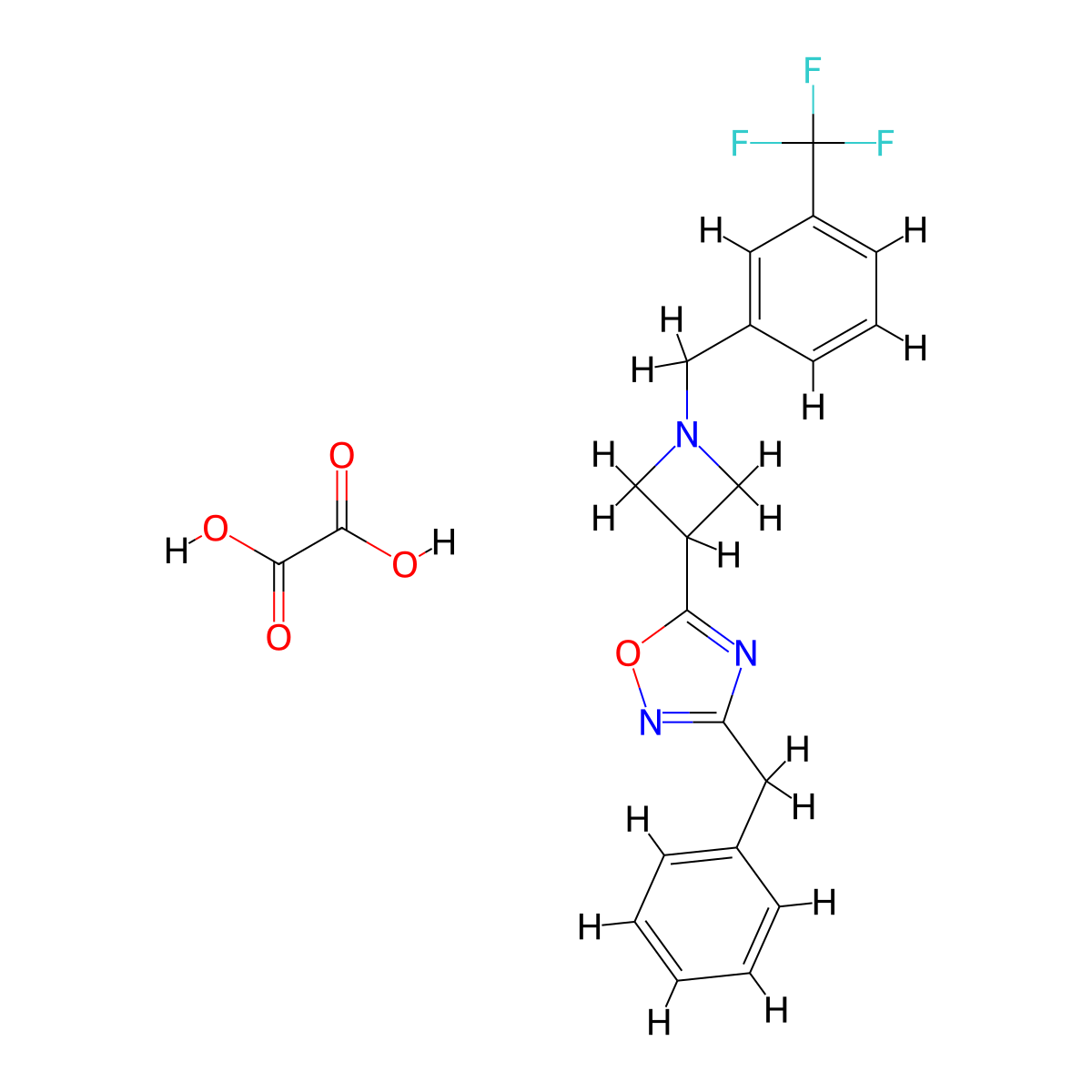 3-Benzyl-5-(1-(3-(trifluoromethyl)benzyl)azetidin-3-yl)-1,2,4-oxadiazole oxalate molecular structure, CAS 1396851-30-1