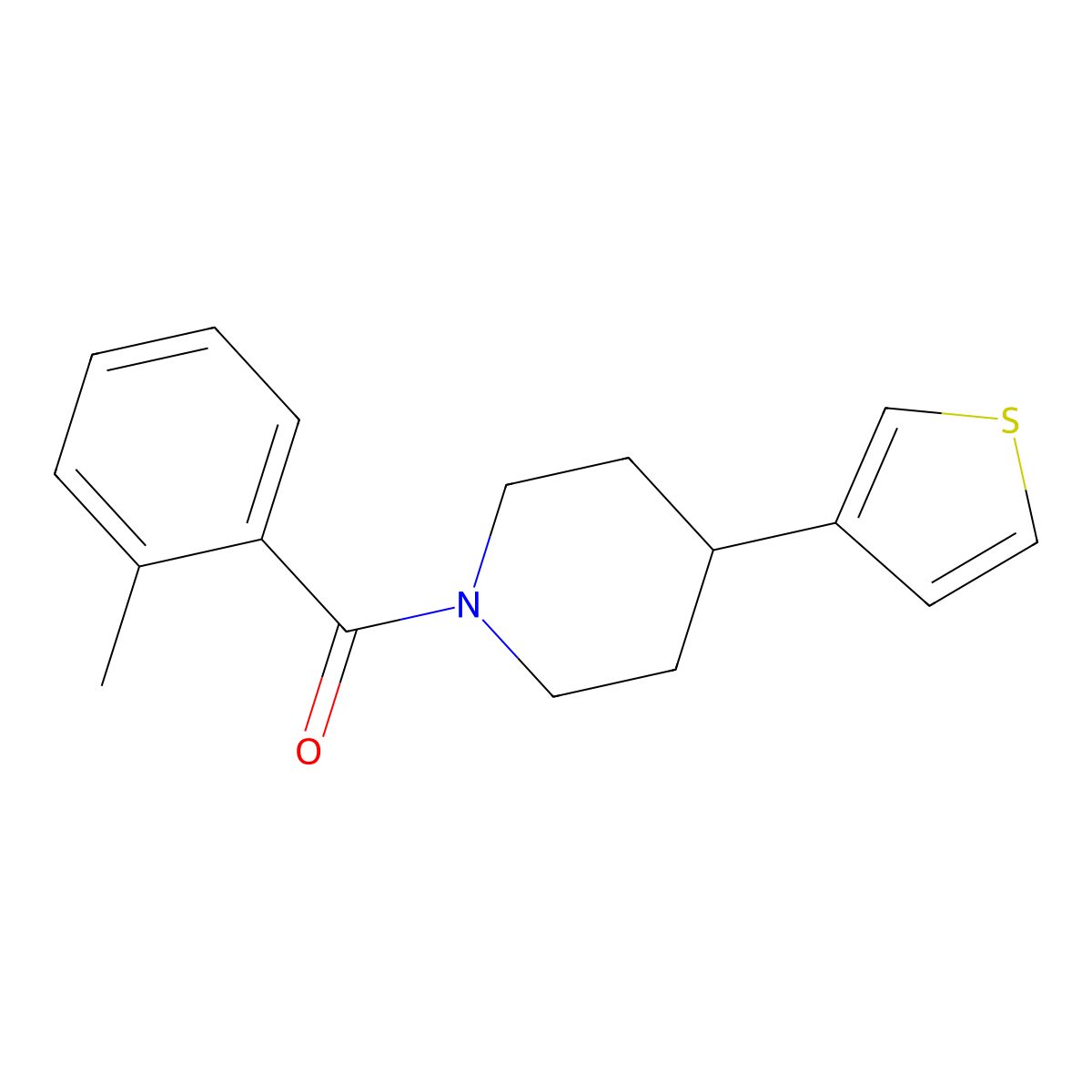 (4-(Thiophen-3-yl)piperidin-1-yl)(o-tolyl)methanone molecular structure, CAS 1396851-31-2