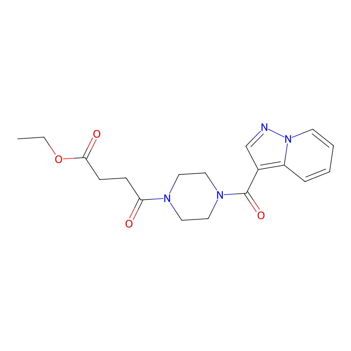 Ethyl 4-oxo-4-(4-(pyrazolo[1,5-a]pyridine-3-carbonyl)piperazin-1-yl)butanoate molecular structure, CAS 1396851-32-3