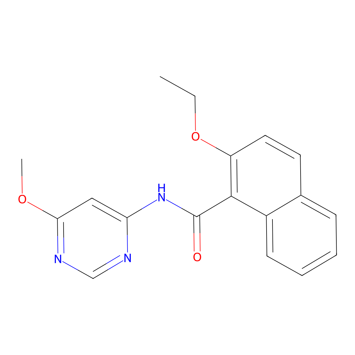 2-ethoxy-N-(6-methoxypyrimidin-4-yl)-1-naphthamide molecular structure, CAS 1396851-33-4