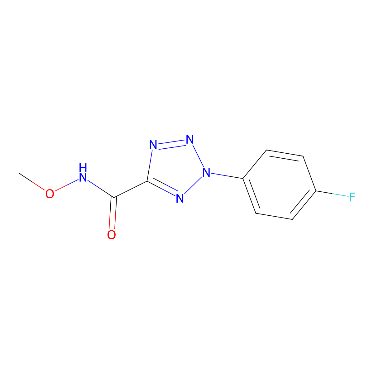 2-(4-fluorophenyl)-N-methoxy-2H-tetrazole-5-carboxamide molecular structure, CAS 1396851-34-5