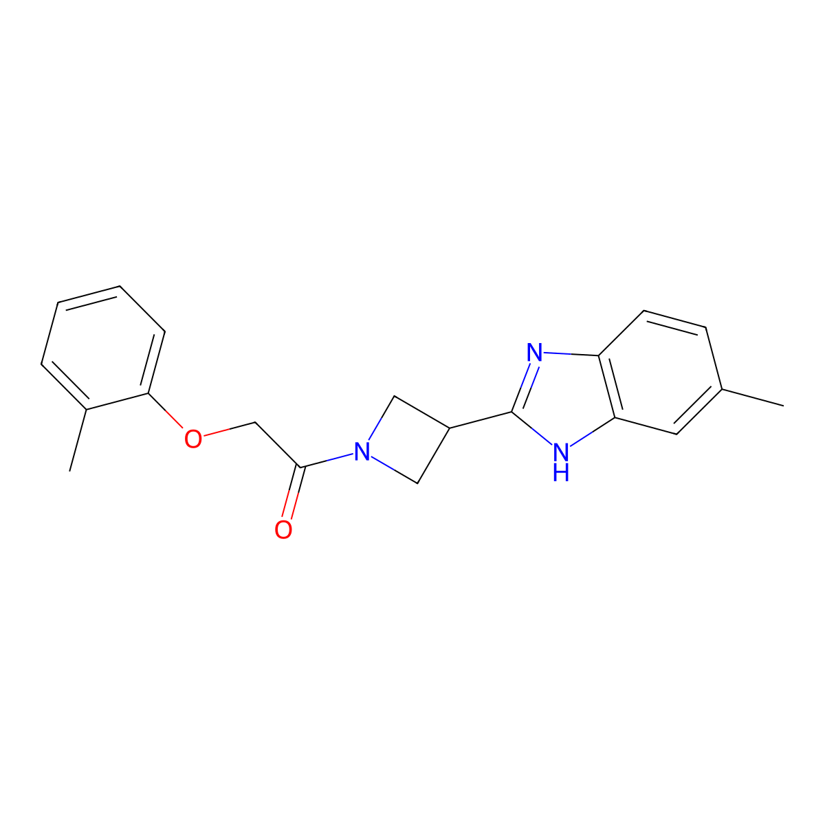 1-(3-(5-methyl-1H-benzo[d]imidazol-2-yl)azetidin-1-yl)-2-(o-tolyloxy)ethanone molecular structure, CAS 1396851-35-6