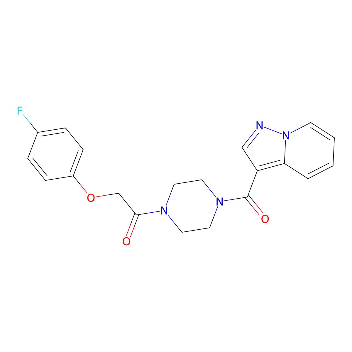 2-(4-Fluorophenoxy)-1-(4-(pyrazolo[1,5-a]pyridine-3-carbonyl)piperazin-1-yl)ethanone molecular structure, CAS 1396851-38-9