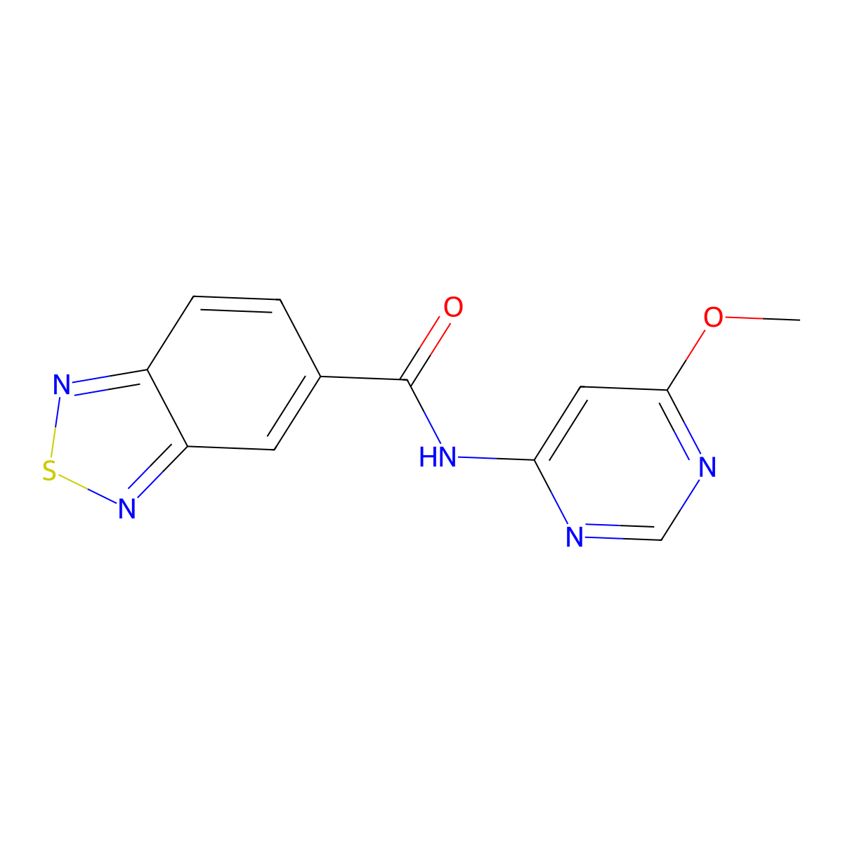 N-(6-methoxypyrimidin-4-yl)benzo[c][1,2,5]thiadiazole-5-carboxamide molecular structure, CAS 1396851-41-4