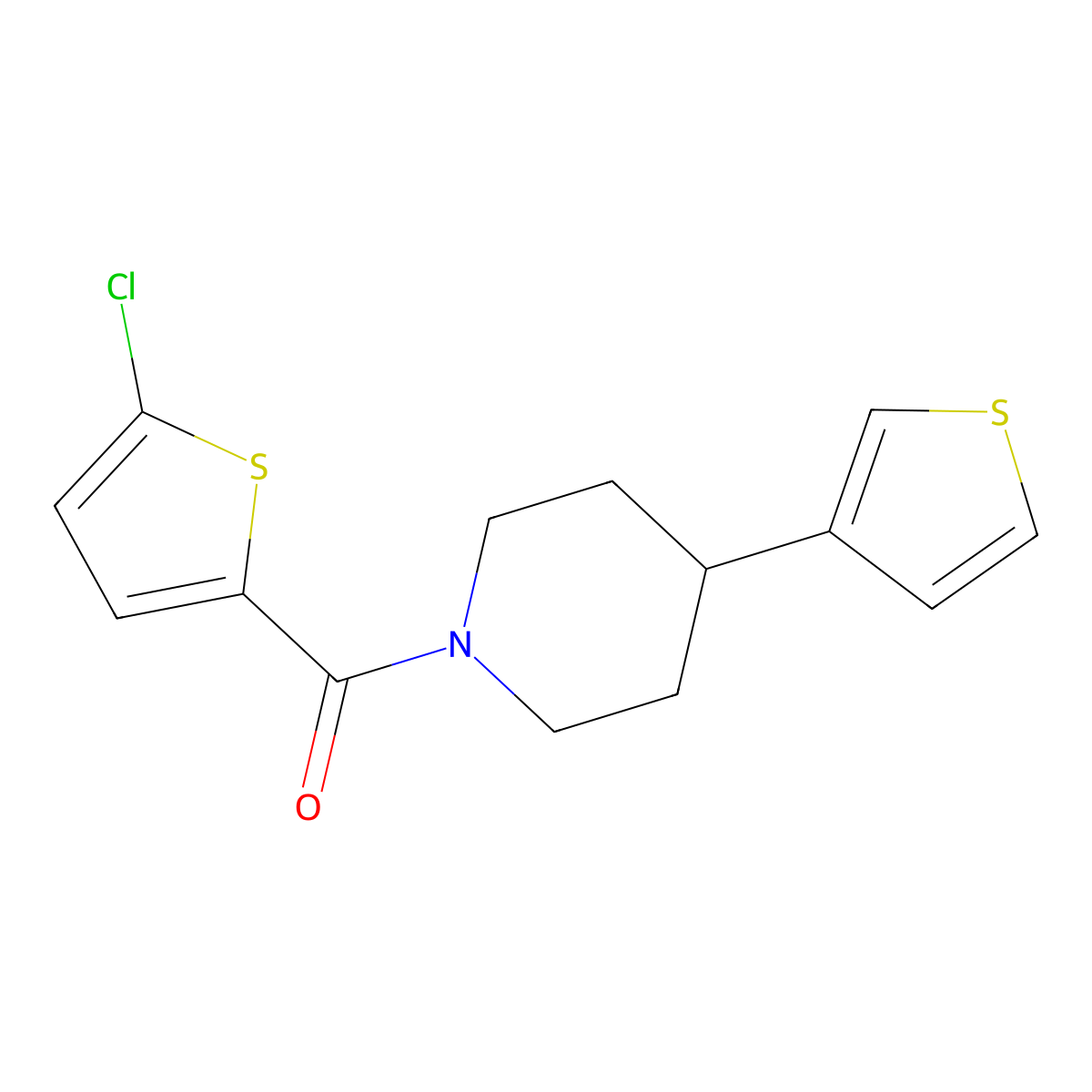 (5-Chlorothiophen-2-yl)(4-(thiophen-3-yl)piperidin-1-yl)methanone molecular structure, CAS 1396851-43-6