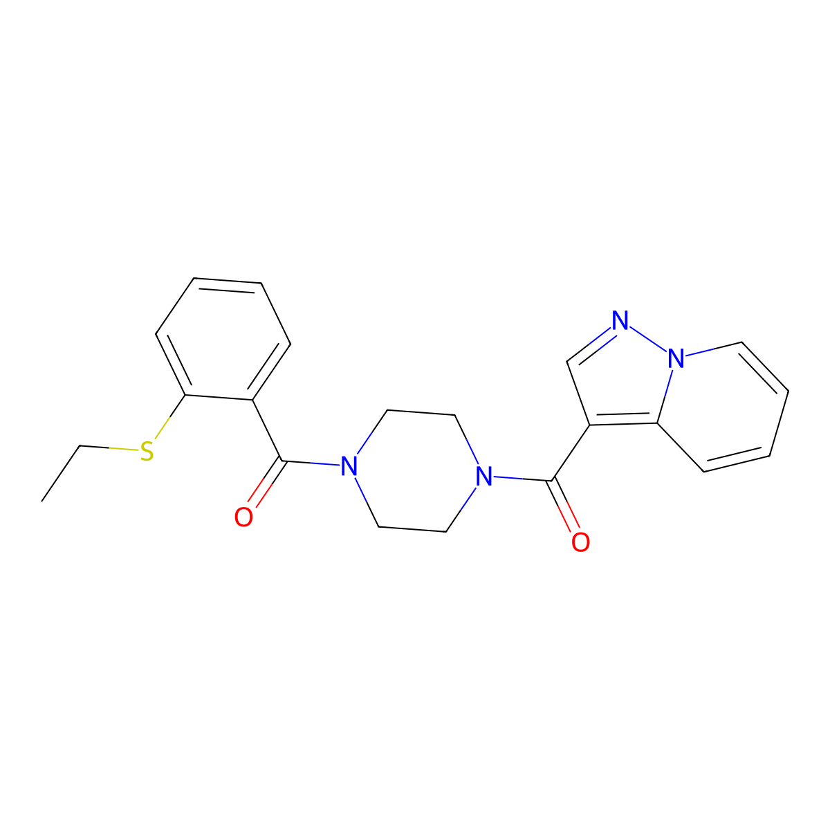 (4-(2-(Ethylthio)benzoyl)piperazin-1-yl)(pyrazolo[1,5-a]pyridin-3-yl)methanone molecular structure, CAS 1396851-46-9