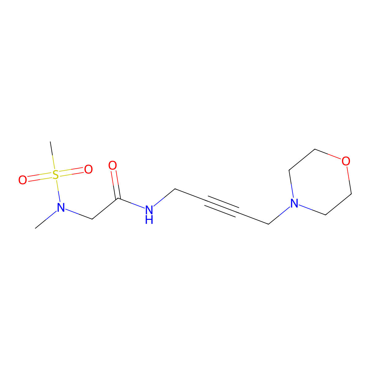 2-(N-methylmethylsulfonamido)-N-(4-morpholinobut-2-yn-1-yl)acetamide molecular structure, CAS 1396851-48-1