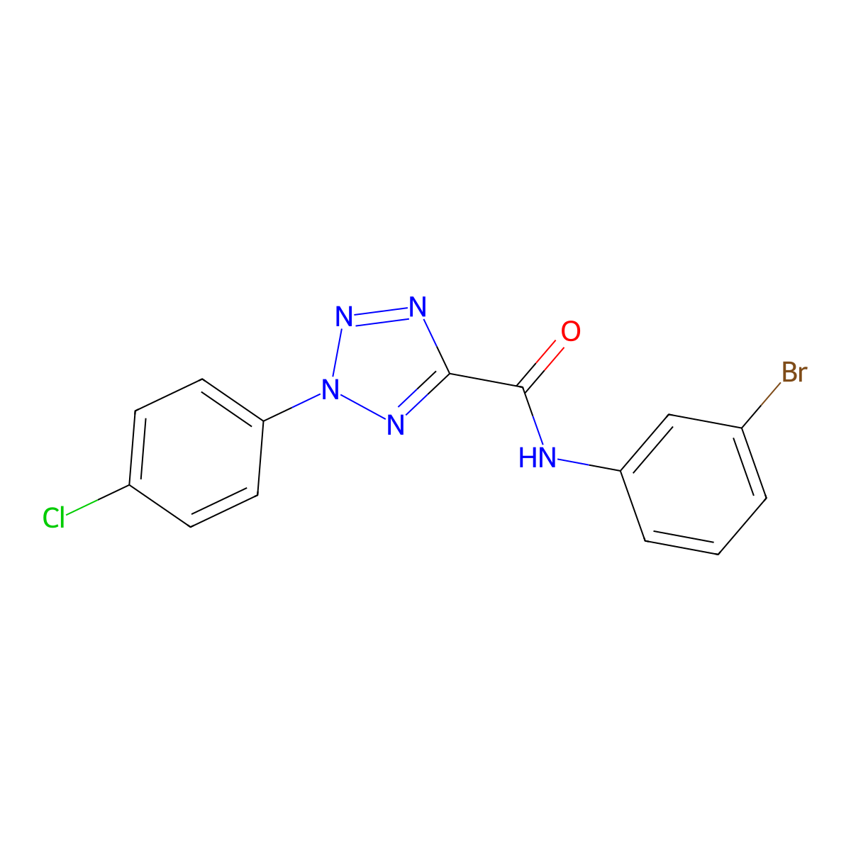 N-(3-bromophenyl)-2-(4-chlorophenyl)-2H-tetrazole-5-carboxamide molecular structure, CAS 1396851-49-2