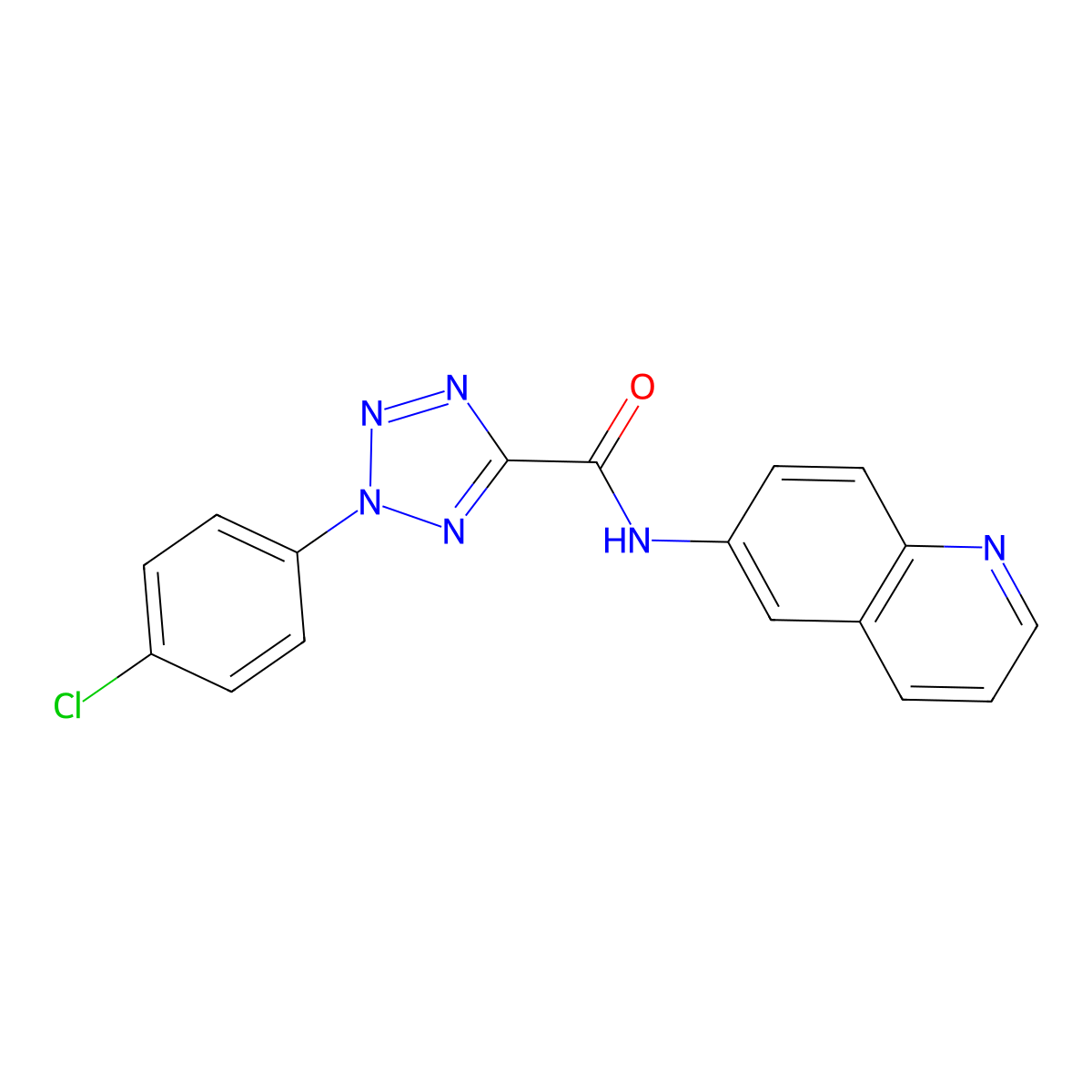 2-(4-chlorophenyl)-N-(quinolin-6-yl)-2H-tetrazole-5-carboxamide molecular structure, CAS 1396851-57-2