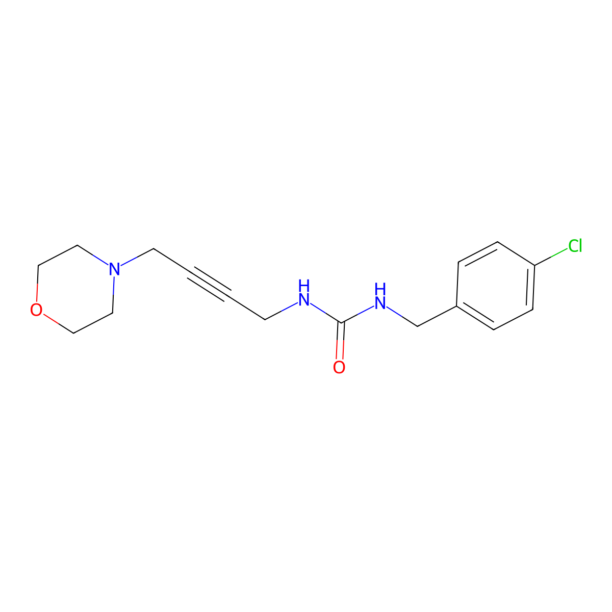 1-(4-Chlorobenzyl)-3-(4-morpholinobut-2-yn-1-yl)urea molecular structure, CAS 1396851-58-3