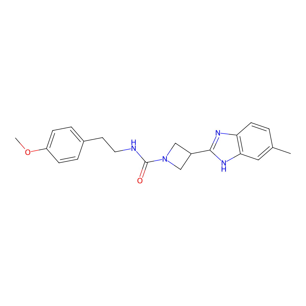 N-(4-methoxyphenethyl)-3-(5-methyl-1H-benzo[d]imidazol-2-yl)azetidine-1-carboxamide molecular structure, CAS 1396851-59-4