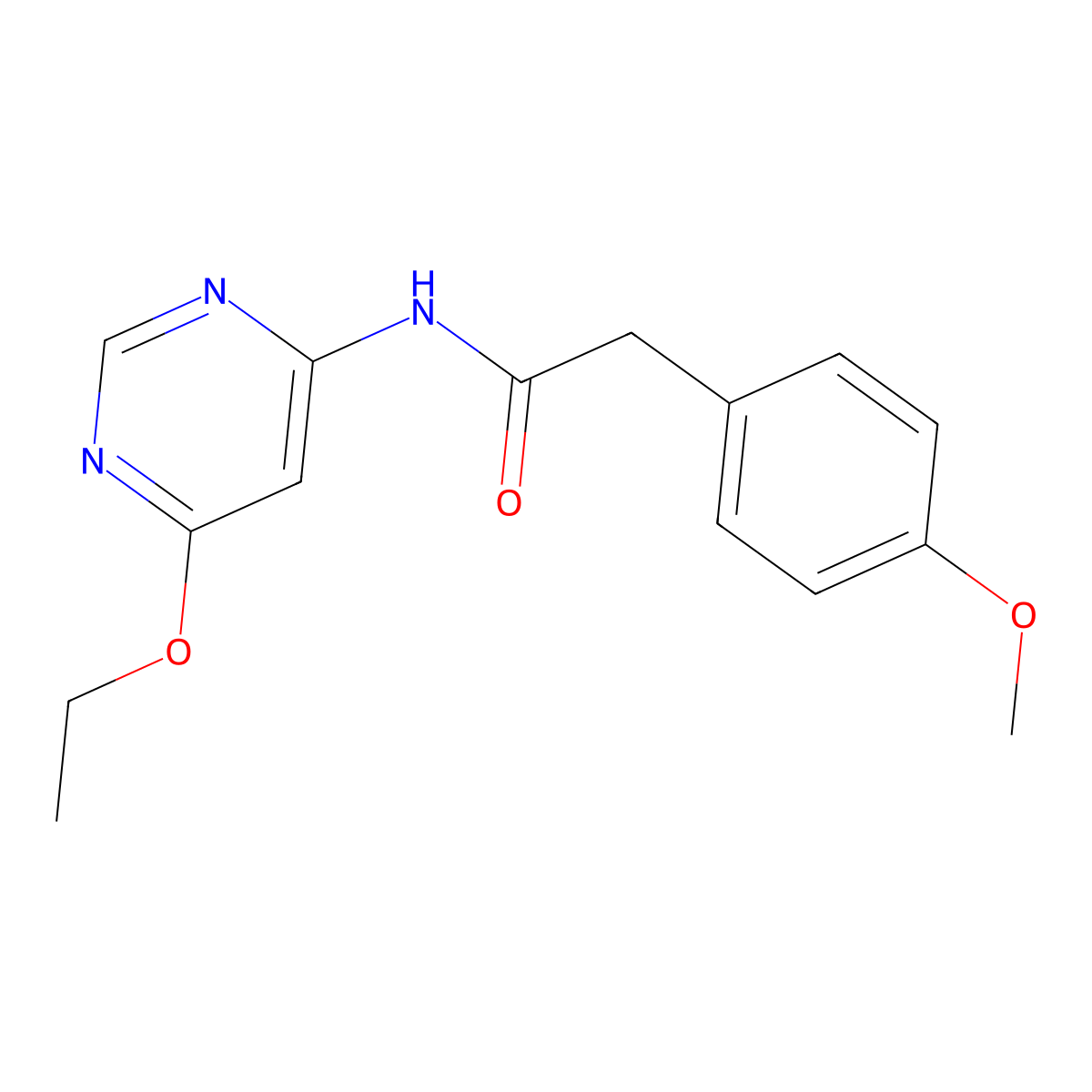 N-(6-ethoxypyrimidin-4-yl)-2-(4-methoxyphenyl)acetamide molecular structure, CAS 1396851-64-1