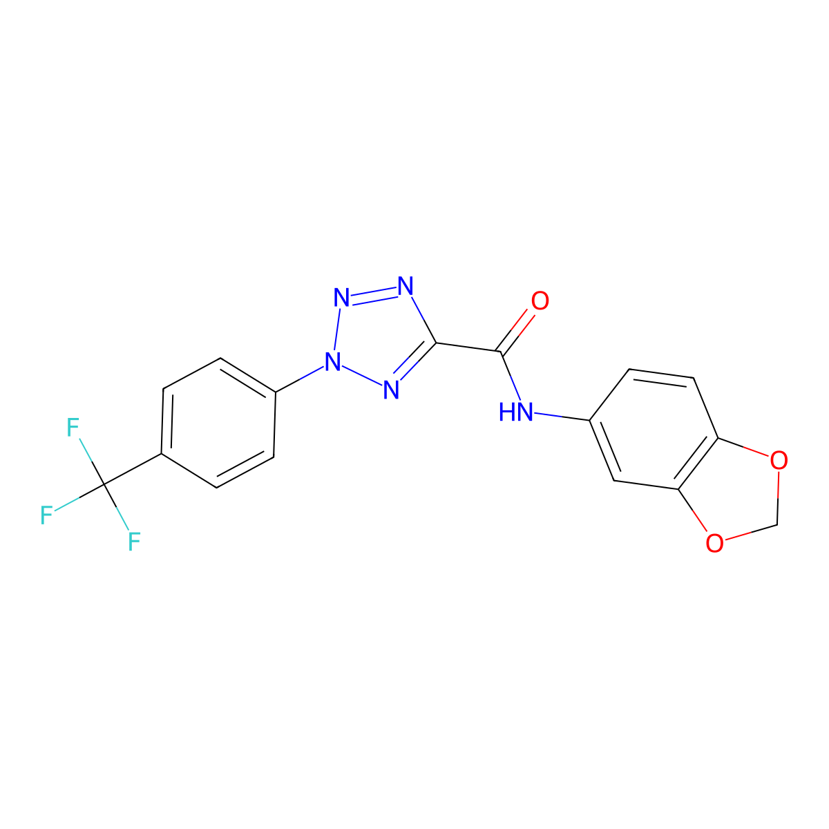 N-(benzo[d][1,3]dioxol-5-yl)-2-(4-(trifluoromethyl)phenyl)-2H-tetrazole-5-carboxamide molecular structure, CAS 1396851-65-2