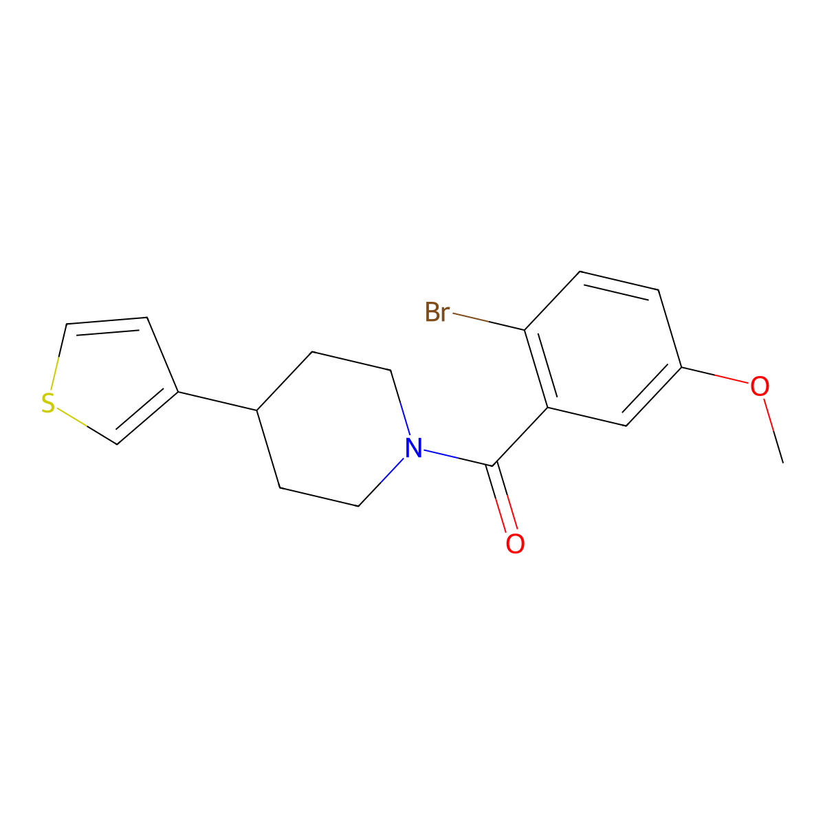 (2-Bromo-5-methoxyphenyl)(4-(thiophen-3-yl)piperidin-1-yl)methanone molecular structure, CAS 1396851-69-6