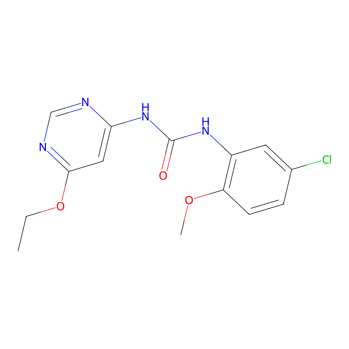1-(5-Chloro-2-methoxyphenyl)-3-(6-ethoxypyrimidin-4-yl)urea molecular structure, CAS 1396851-72-1