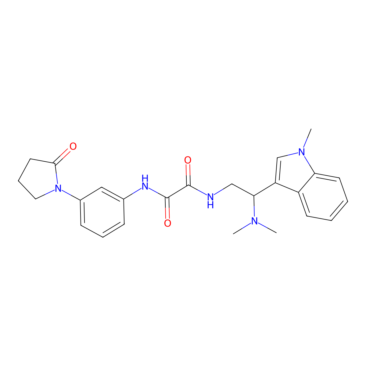 N1-(2-(dimethylamino)-2-(1-methyl-1H-indol-3-yl)ethyl)-N2-(3-(2-oxopyrrolidin-1-yl)phenyl)oxalamide molecular structure, CAS 1396851-77-6