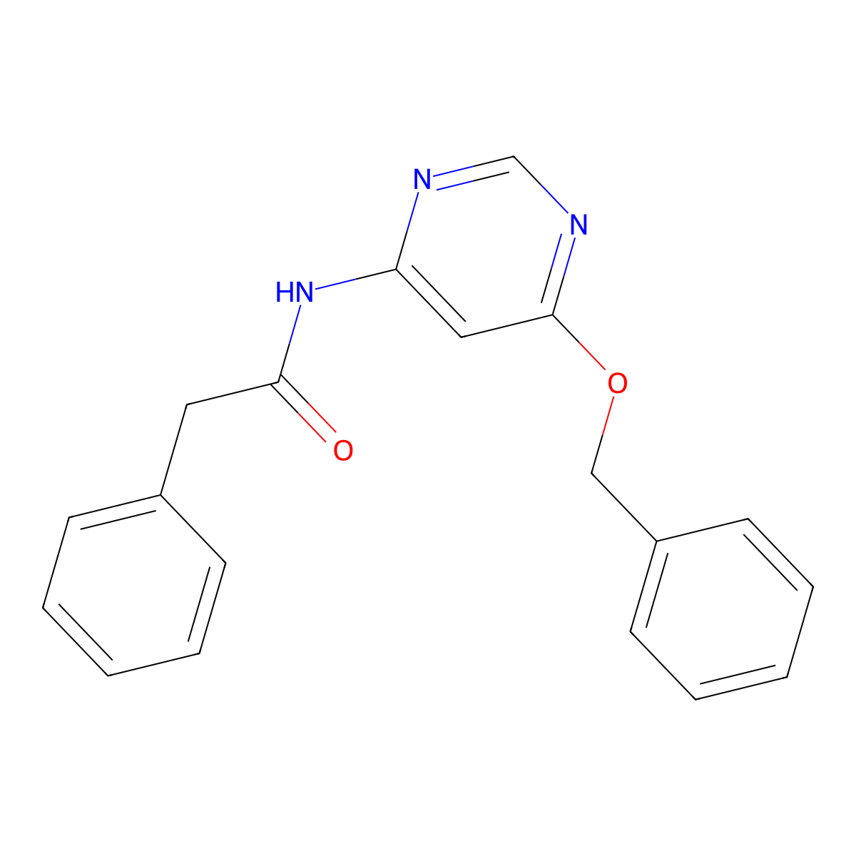 N-(6-(benzyloxy)pyrimidin-4-yl)-2-phenylacetamide molecular structure, CAS 1396851-80-1