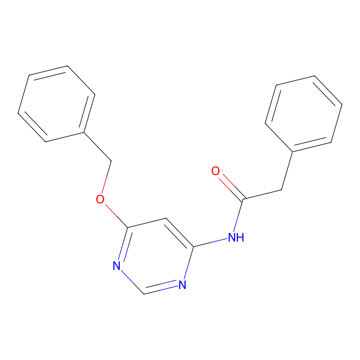 N-(6-(benzyloxy)pyrimidin-4-yl)-2-phenylacetamide molecular structure, CAS 1396851-80-1